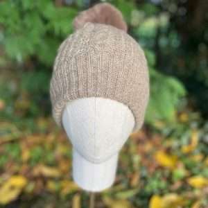 Beige Bobble hat
