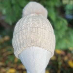Cream pompom hat