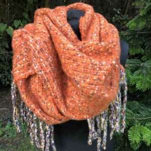 orange scaarf wrapped up