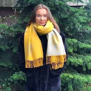 Mustard light grey mulberry scarf
