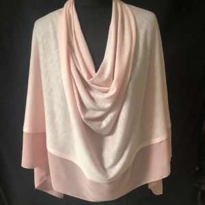 Mixed Colours Poncho With A Chiffon Edge - Pink