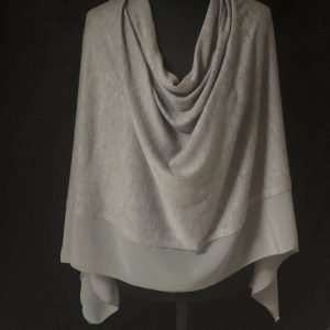 Mixed Colours Poncho With A Chiffon Edge - Grey