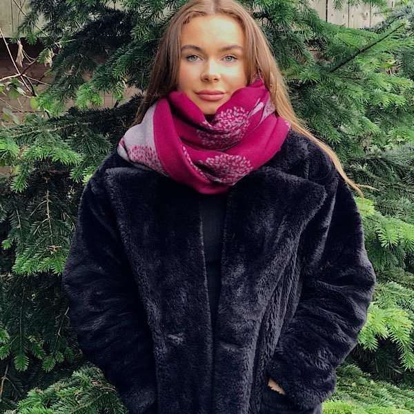 Wine and greymulberry scarf