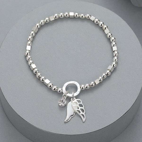 Angel Wings Elasticated Silver Bracelet