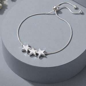 Three Stars Friendships Silver Bracelet