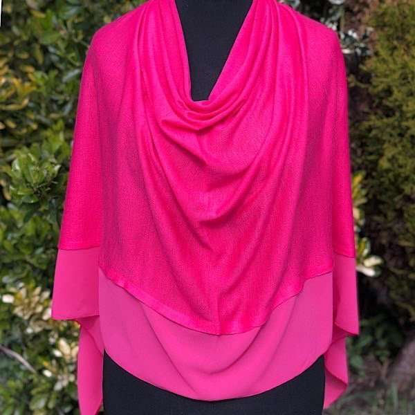 Hot Pink Chiffon Edge Poncho