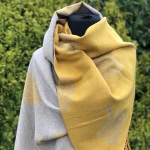 mustard scarf as a blanket scarf
