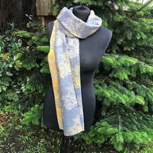 Silver/ Mustard Reversible Winter Trees Blanket Scarf/ Wrap