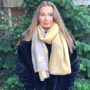 mustard beige star scarf