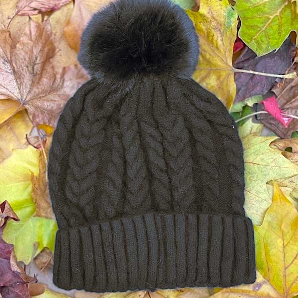 black bobble hat