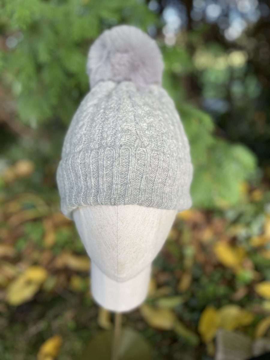 grey luxury bobble hat