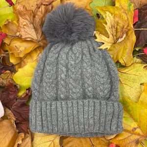 Dark grey cable hat