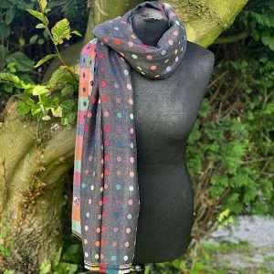 Grey Spots And Dots Multicoloured Scarf
