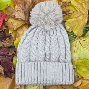 light grey bobble hat