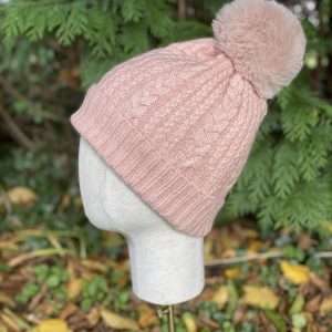 pink cable hat