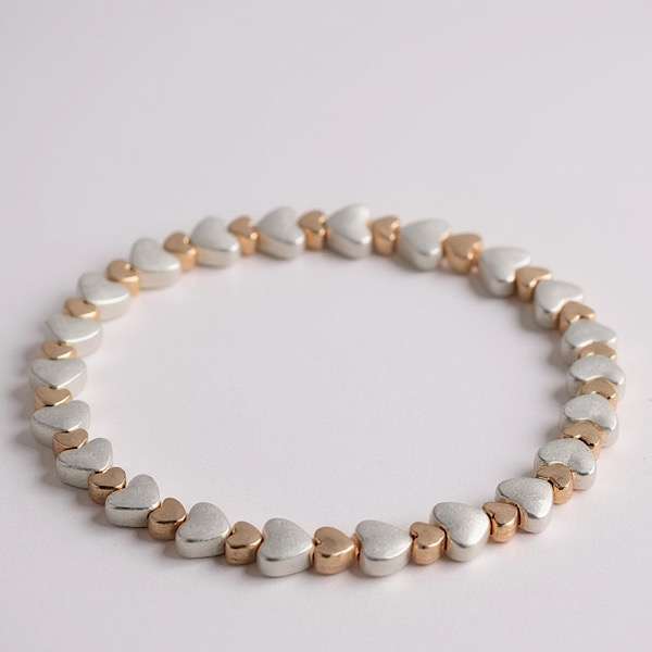 silver and rosegold hearts bracelet