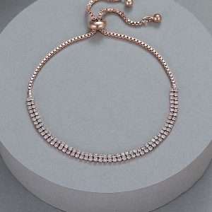 Double Diamante Rose Gold Friendship Bracelet