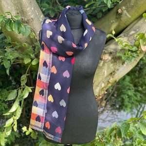 womens navy heart scarf