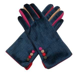 navy button gloves