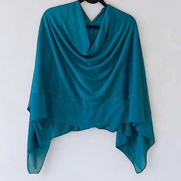 chiffon edge poncho in teal