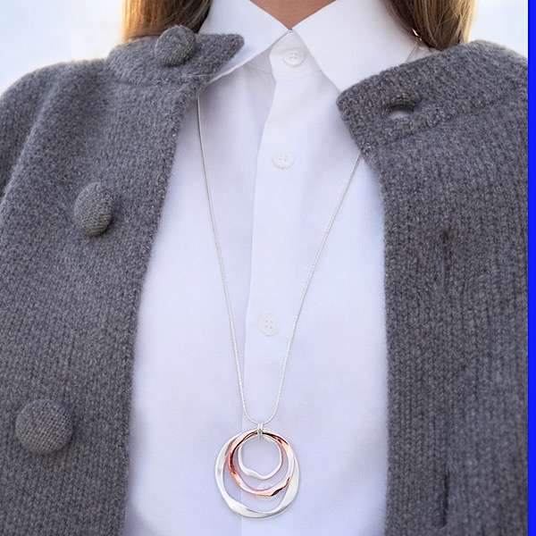 rose gold and silver long necklace