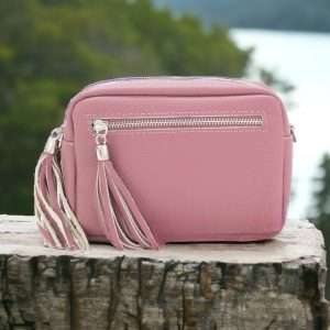 dusky pink leather bag