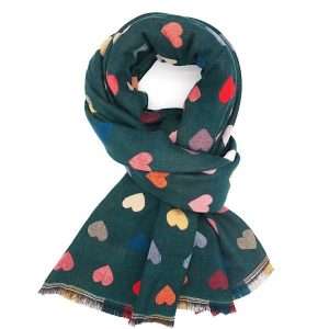 teal womens heart scarf