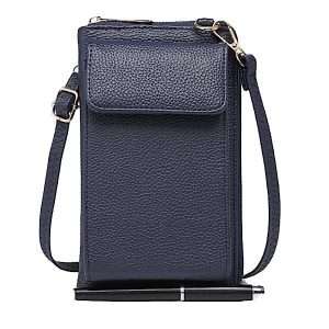 Navy Vegan Leather Crossbody Phone Purse