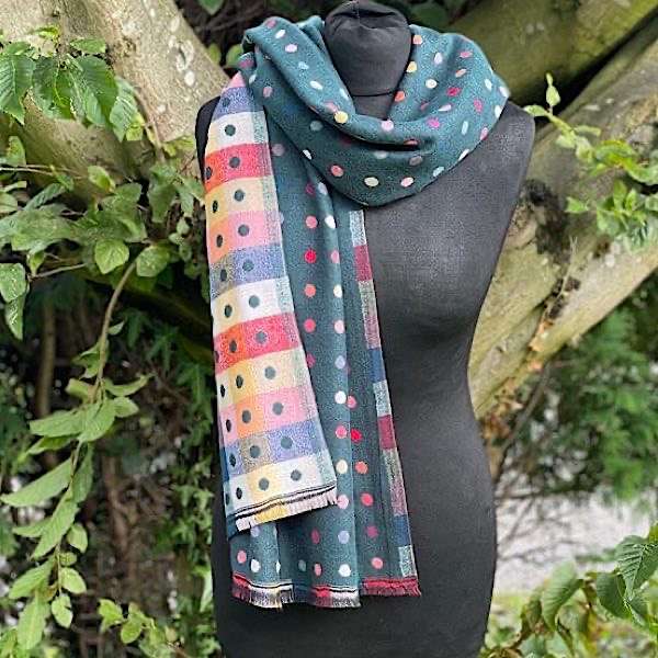 womens teal dot scarf
