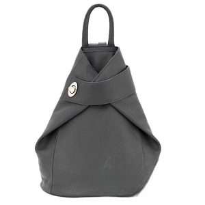 Dark grey womens leather backpack