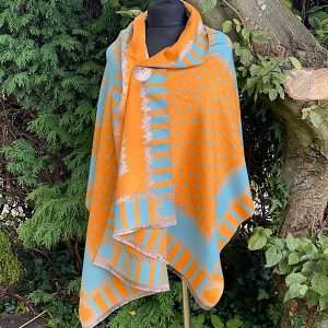 zelly orange and tuquise reversible luxury wrap