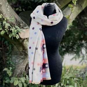 beige cashmere blend reversible scarf on manikin
