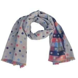 beige large spot cashmere blend scarf