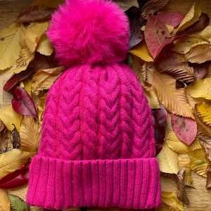cerise luxury bobble pompom hat