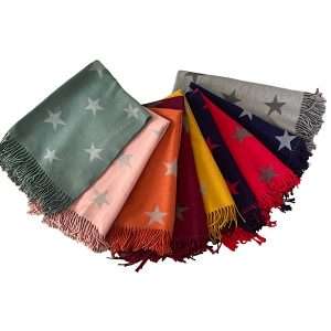 full selection of cashmere blend reversible star scarves