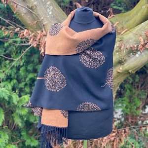 Black and tan mulberry tree scarf or wrap