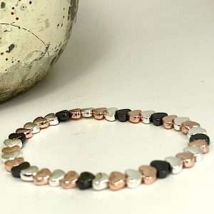 three colours stretchy heart bracelet by gracee jewellery