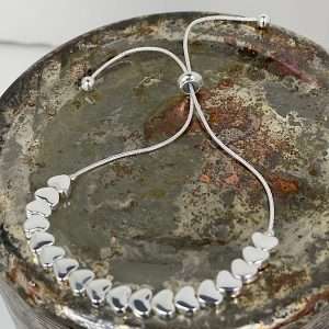 silver heart friendship adjustable glide bracelet by gracee jewellery