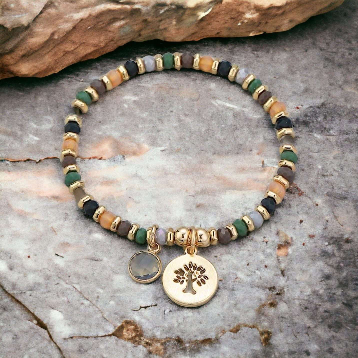Earthtone Crystals Tree Of Life Bracelet - Julia Rose Gifts and Accessories
