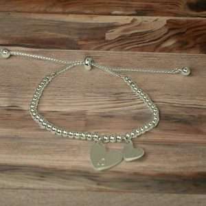 Double Heart Silver Friendship Bracelet