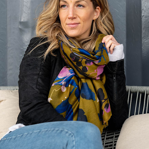 floral mustard scarf