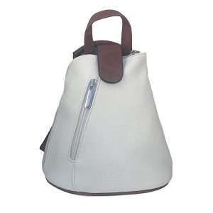 White and tan mini backpack