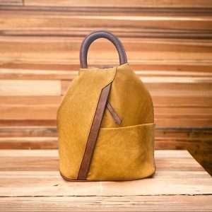 mustard backpack with long straps