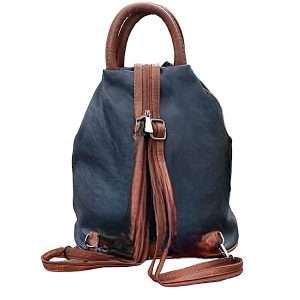 back of backpack with tan trim