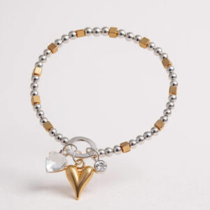 gold and silver heart bracelet