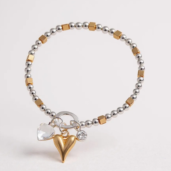 gold and silver heart bracelet