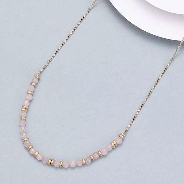 rose quartz semi precious stone necklace