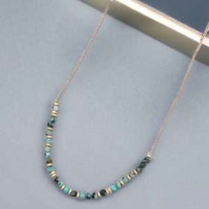 green and gold malachite gemstone necklace
