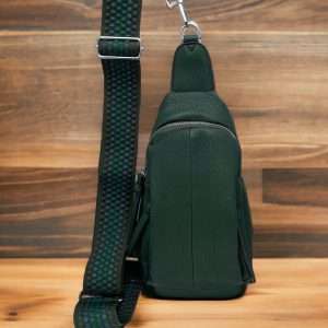 Green sling bag with strap
