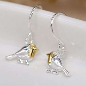 winter robin earrings